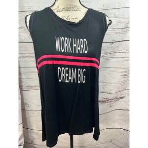 Rise by Lularoe Black Sleeveless Tank‎ Top Womens Large Work Hard Dream Big Gym